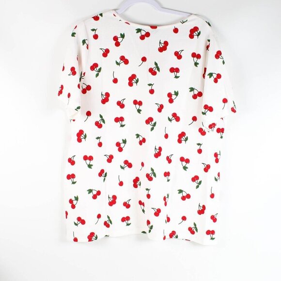 Bloomchic Cherry Print Stretchy V-Neck T-Shirt - Size 14/16 1/X - NWT - Picture 4 of 9